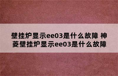 壁挂炉显示ee03是什么故障 神菱壁挂炉显示ee03是什么故障